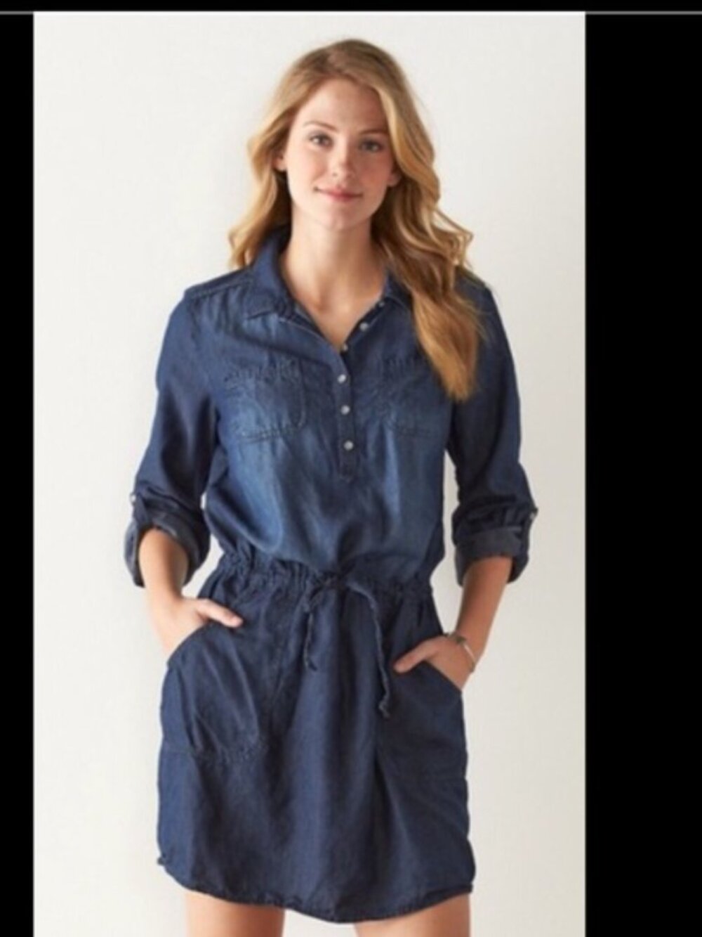 Maurices Tie Waist Denim Dress Sz L